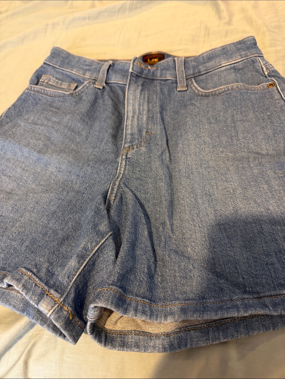 Lee Denim Jeans in Medium Blue with Yellow Logo Patch